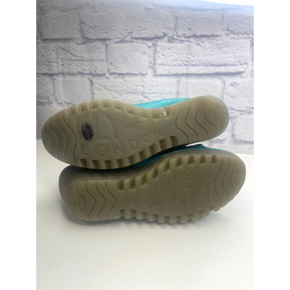 Fly London Yakin Wedge Leather Shoes Blue Turquoise Color Ladies Size 40 / 9.5 A - Picture 7 of 15